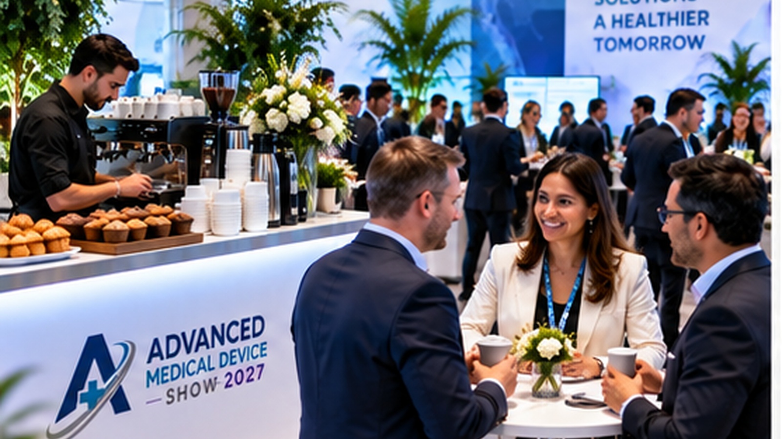 Advanced Medical Device Show Coffee & networking illustration