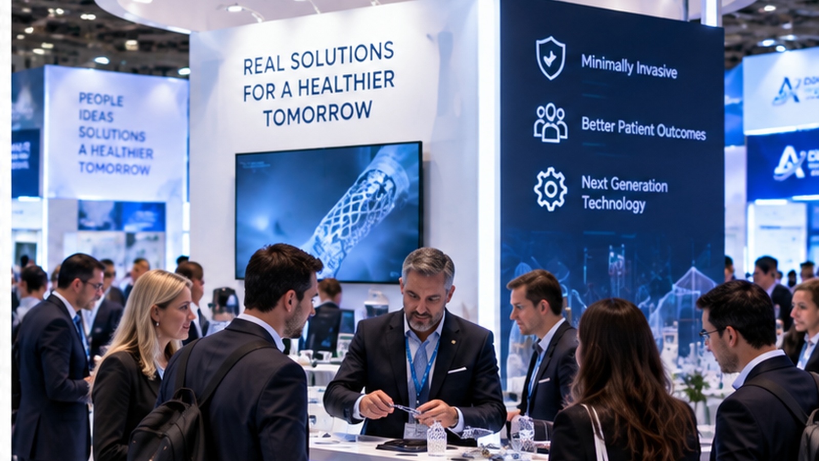 Advanced Medical Device Show 2027 device supplier exhibition stand illustration