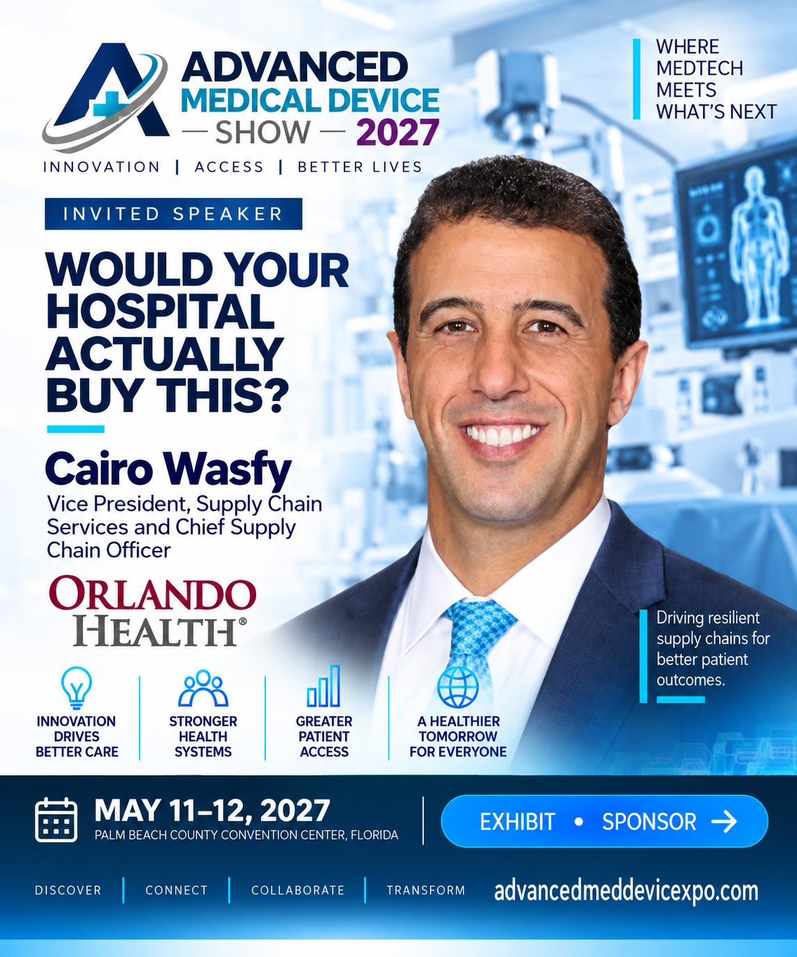 Cairo Wasfy — invited speaker, Orlando Health, May 11–12, 2027