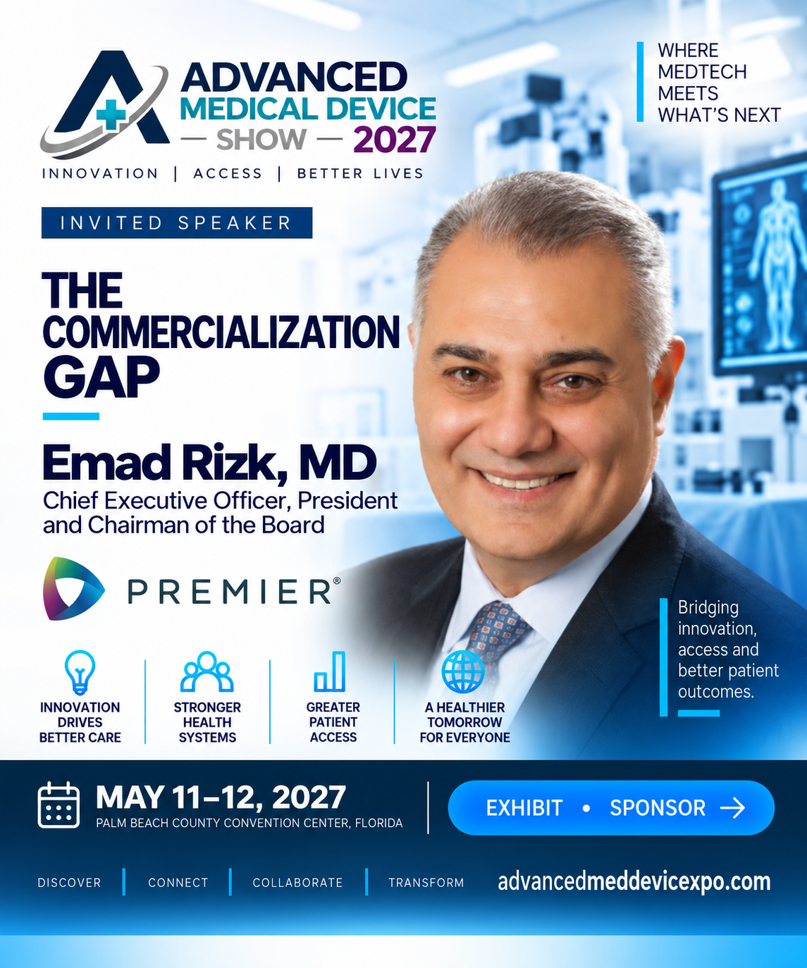 Emad Rizk, MD — invited speaker, Premier, May 11–12, 2027