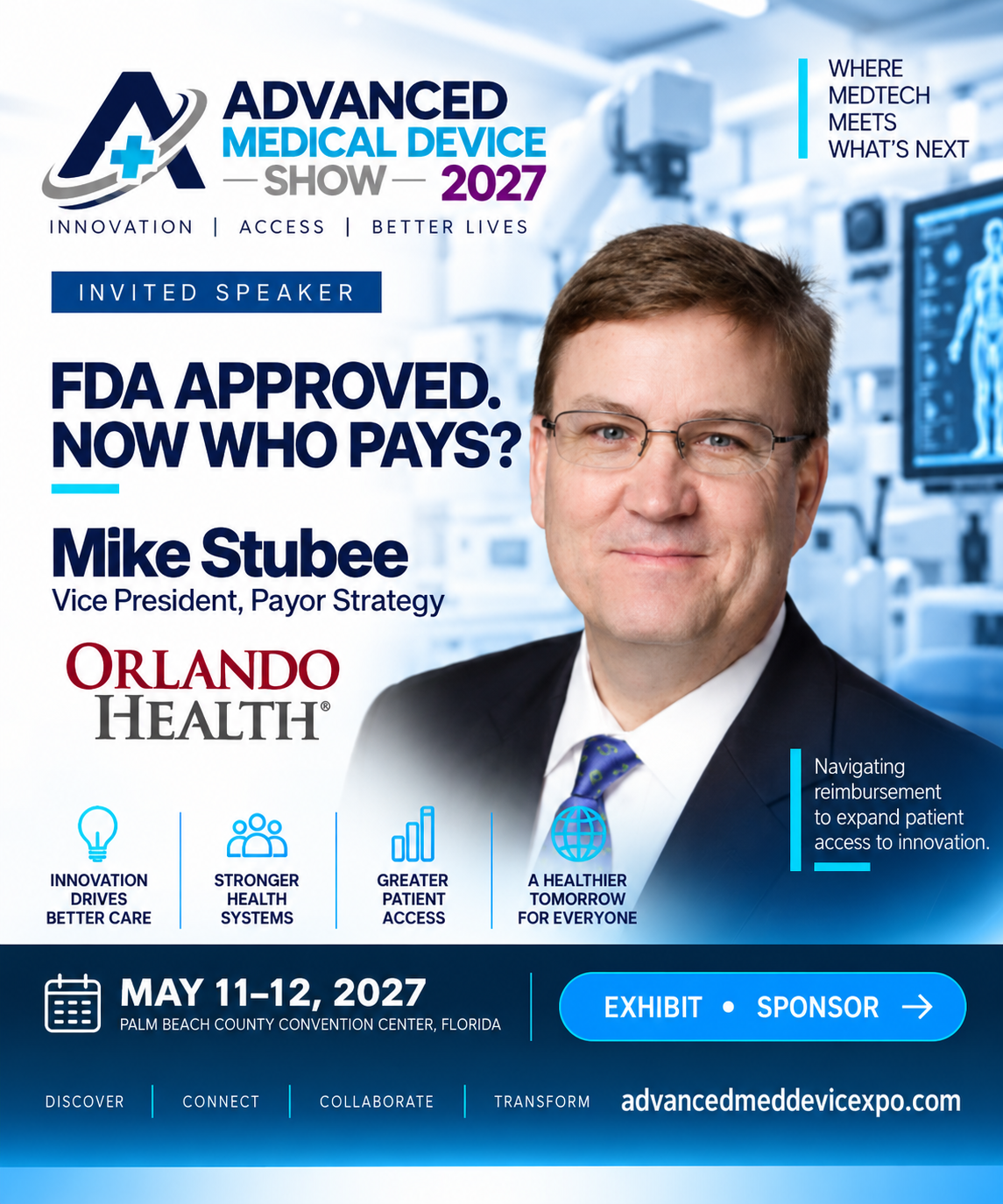 Mike Stubee — invited speaker, Orlando Health, May 11–12, 2027